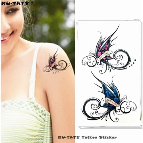 Nu-TATY Poetic Butterfly Temporary Tattoo Body Art Arm Flash Tattoo Stickers 17*10cm Waterproof Fake Henna Painless Tattoo