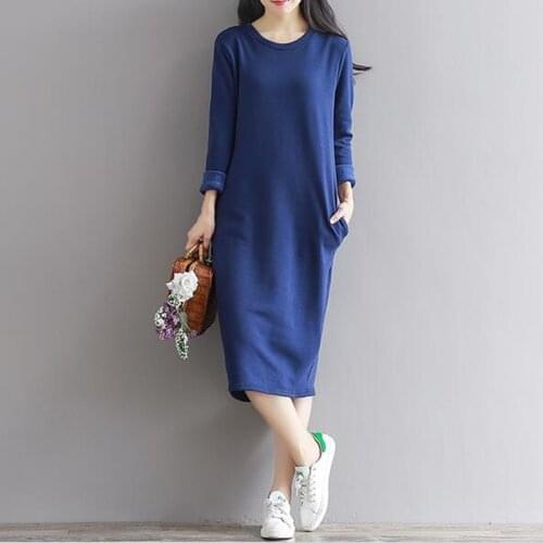 Big size S-5xl 6XL Autumn Dress Plus Size Cotton Long Sleeve warm Winter Dresses Fashion Gray Red black Vintage Spring Dress