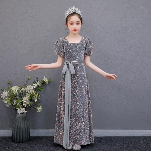 Sexy Sequined Mermaid Dress For Girls Kids Catwalk Wedding Birthday Party Evening Gown Vestidos Costume A434