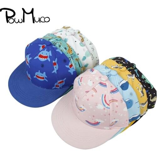 Powmuco Colorful Cartoon Animals Pattern Infant Baseball Hats Fashion Dinosaur Print Children Sunscreen Caps Baby Accessories