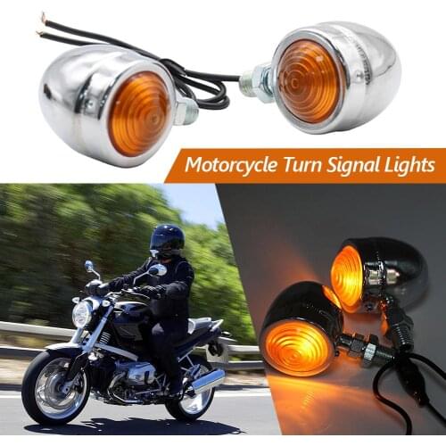Durable Motorcycle Turn Signal Lights 2pcs 12V Motorcycle Turn Signal Lights Mini Retro Amber Light Motorbike Blinkers