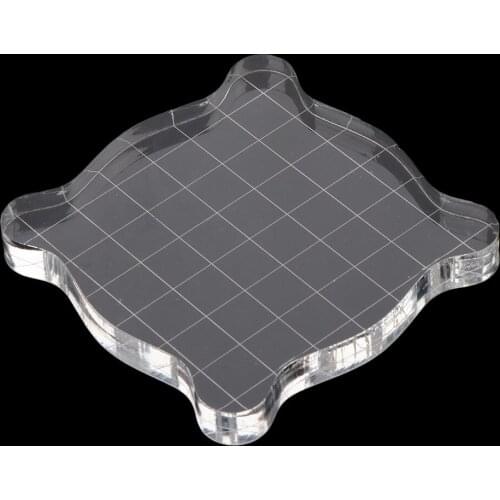 Clear Acrylic Block Stamp Block with Grid Stamping Scrapbooking Tool 75x75mm