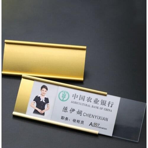 20pcs blank changeable name tags reusable badge with magnetic or pin hotel staff name badge with metal nameplate