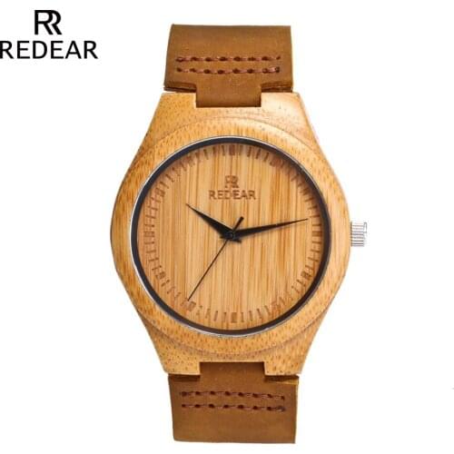 REDEAR Dropshipping man watch 2019 His-and-hers Watches for Men Handmade Quartz Wristwatch Real Leather Band Wedding Gifts