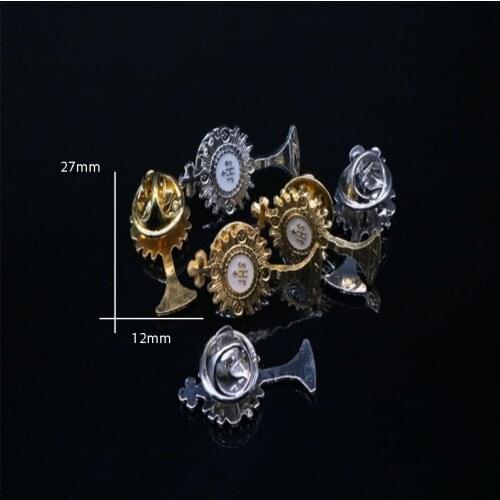 Religious Jesus Cross Brooch White Paint Grail Brooch. 100 pieces / charm holy cup mini brooch