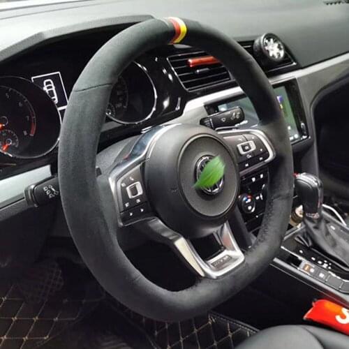 DIY Non-Slip Car Steering Wheel Cover Black Leather Suede For Volkswagen VW Golf 7 Mk7 New Polo Passat B8 Tiguan Sharan Jetta