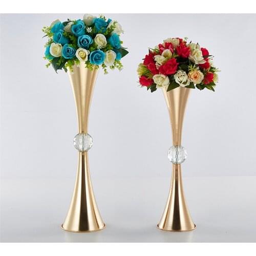 Golden Silver Metal Vase Party Desktop Center Decorations Road Leader Candlestick Wedding Props Home Decoration