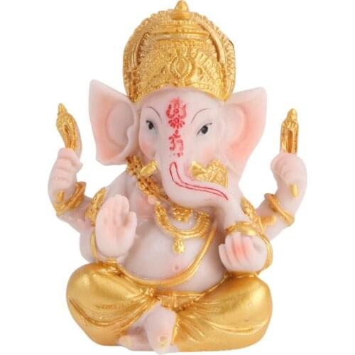 1 pc Elephant God Figurine Desktop Hindu Resin Luck and Wealth Art Statue Sculpture Ornament for Office Home