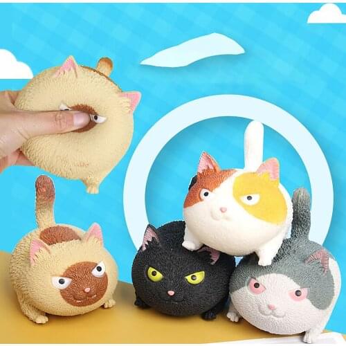 Super Cute Large Cute Tofu Cat Decompression Pinch Happy Angry Cat Vent Decompression Ball Childrens Toy Decompression Toy