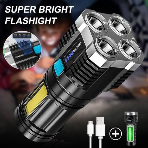 Super Powerful LED Flashlight Tactical Torch USB Rechargeable Waterproof Lamp Ultra Bright Lantern Camping 4 CORE Chips