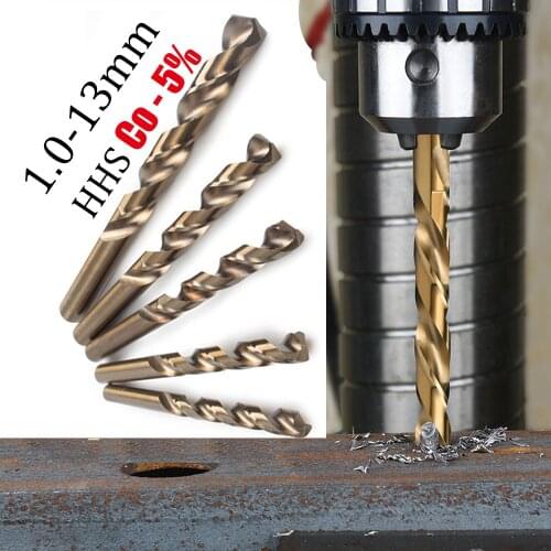 1pcs Straight Shank 1.0-13mm M35 HSS Cobalt Drill Bits For Metal /WoodWorking/Steel Twist Drill Bit Power Tools Drillforce