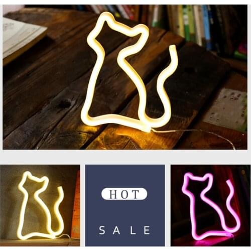 LED Battery Light Holiday Decor USB Neon Night Light Cat Shaped Home Decorate Luminary Bedside Novelty Wedding Party Decor Gift
