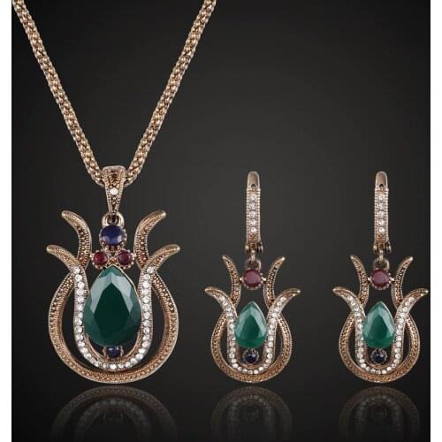 Supper Turkish Vintage Jewelry Sets Fine Women Resin Necklace Earring Accessories Set Brand Russian Design Red Jewelry sets Man