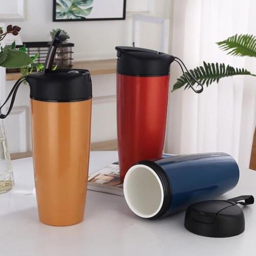 Convenient Thermal Cup Rust-resistant Car Vacuum Flask Ceramics Liner Stainless Steel Portable Car Vacuum Flask for Outdoor