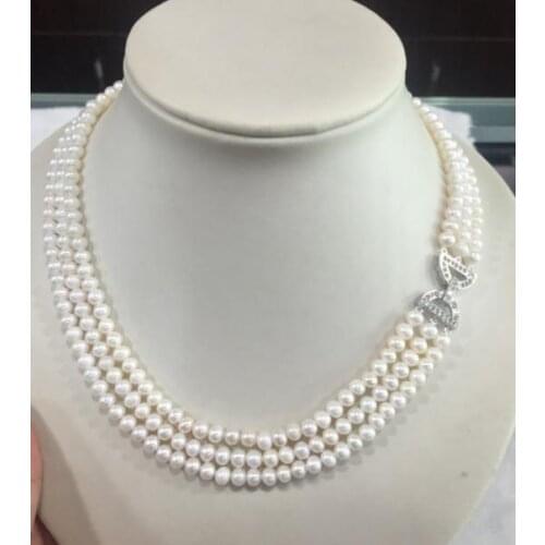 Natural Pearl Jewellery,Multi Strand Pearl Neklace,White Color Real Freshwater Pearl Jewelry,Wedding Bridesmaid Gift