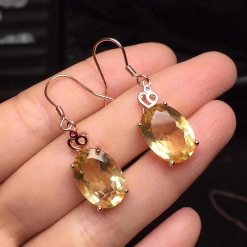 Party Top Sale Best Elegant Gift Citrine Earring 925 Sterling Silver Fahshion 100% Natural and Real Citrine Earring