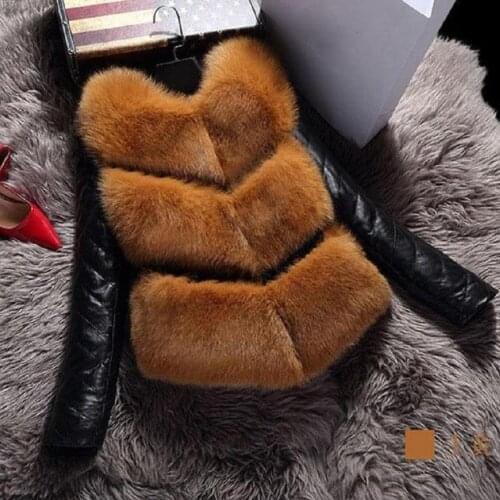 S-4XL plus size Winter fashion brand Pu Fake fox fur jacket womens Short jacket Faux fur with detachable sleeves coat wj1260
