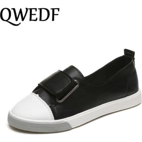 QWEDF 2019 Womens Vulcanize Shoes Sneakers Candy Color Hook & Loop Shoes White Sneakers Women Rubber Sole Ladies Shoe X9-96