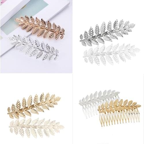 Silver Color Leaf Olive Branch Leaves Hair Jewelry Hair Barrettes Fashion Ladies Bride Wedding Hair Combs Headdress Hair Pins