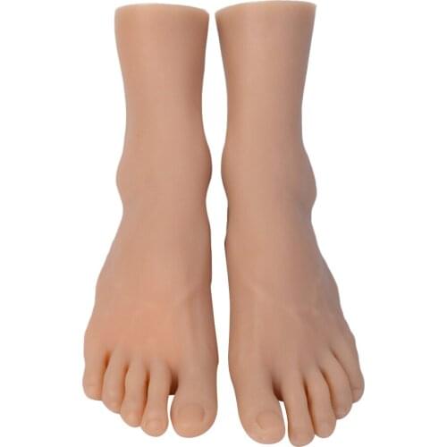 1 Pair Male Foot Model Art Bendable Mannequins Practice Realistic Gel Feet