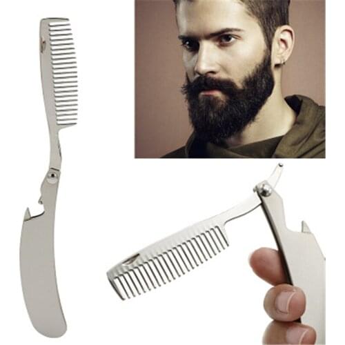 1PC New Mens Mustache Comb 10 * 2 Cm Anti Static Stainless Steel Folding Comb Can Be Used AS A Bottle Opener Pro Folding Comb