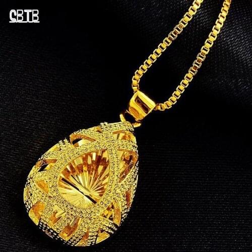 24K Gold Muslim Necklace Women Fashion Islam Jewelry Wedding Engagement Water Drop Turkish Pendant Necklaces Jewelry Gift