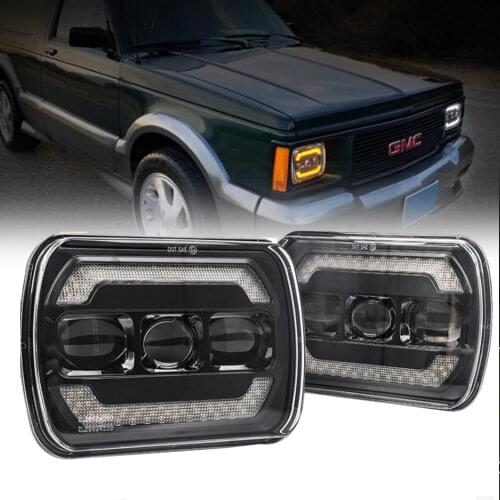 2pcs5x7" High/Low Beam amber turn signal led square headlight 7x6" LED Headlight for Jeep Wrangler YJ Cherokee XJ