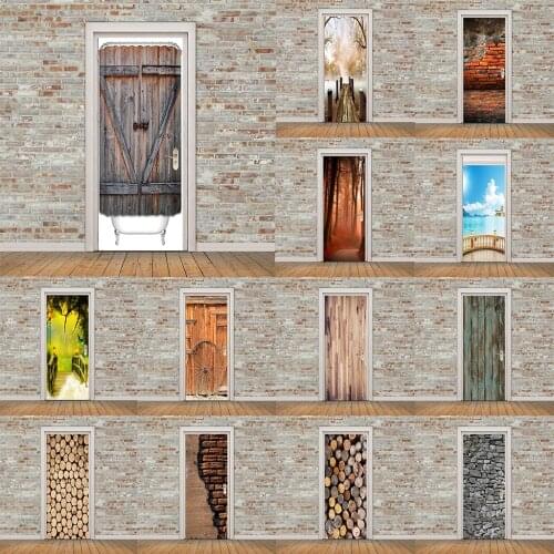 3D Door Wall Mural Sticker Window Cling Landscape Scene Decal Waterproof Vinyl Stickers for Window Cabinet Bathroom