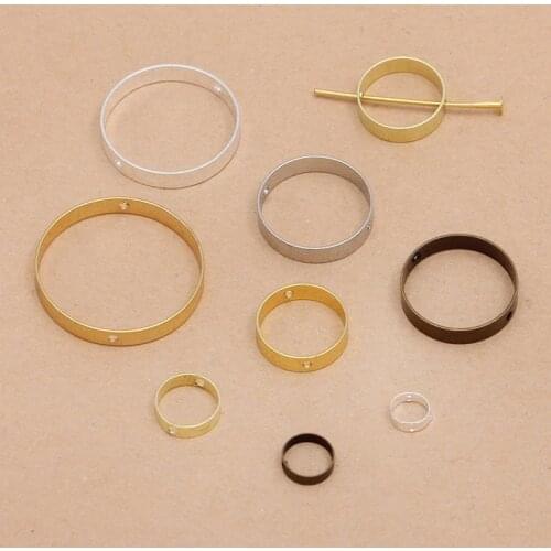 50pcs Metal Copper Circle Round Perforated Circle Connectors DIY Earrings Accessories 10mm 14mm 18mm 22mm 26mm