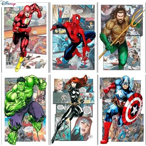 Disney DIY 5D New Diamond Painting Marvel Avengers Superhero Spiderman Iron Man Hulk Living Room Home Decoration Painting