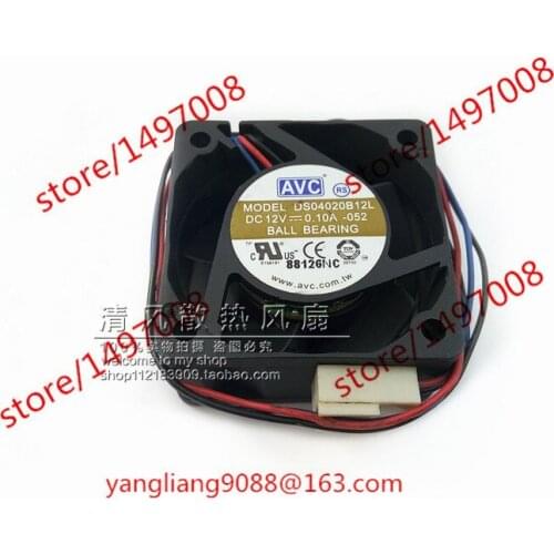 AVC DS04020B12L -052 DC 12V 0.10A 3-wire 40x40x20mm Server Cooling Fan