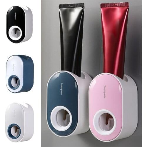 Automatic Toothpaste Dispenser Dust-proof Toothbrush Holder Wall Mount Stand Bathroom Accessories Set Toothpaste Squeezers Tooth