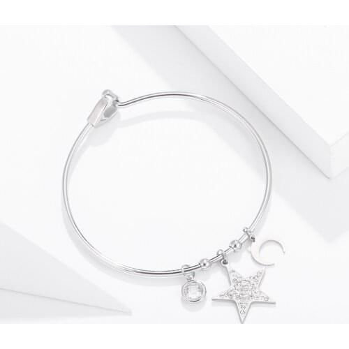 Stainless Steel Bracelet Star Moon Round For Woman Fashion Jewelry Family Simple Cute Party School Girls Gifts New 2021