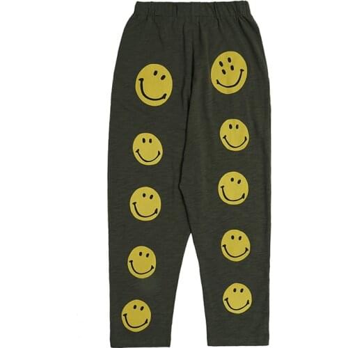 Kapital man smiley face casual pants high street loose multi color smiley face print loose sports straight pants