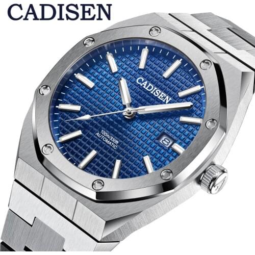 CADISEN Design Brand Luxury Men Watches Mechanical Automatic Blue Watch Men 100M Waterproof Casual Business luminous Wristwatch