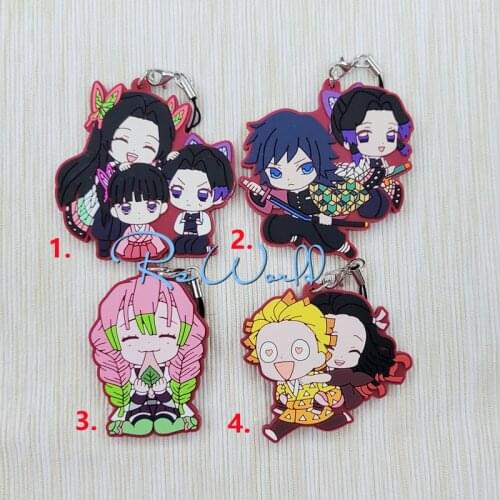Demon Slayer: Kimetsu no Yaiba original Japanese anime figure rubber Silicone mobile phone charms key chain strap keyring