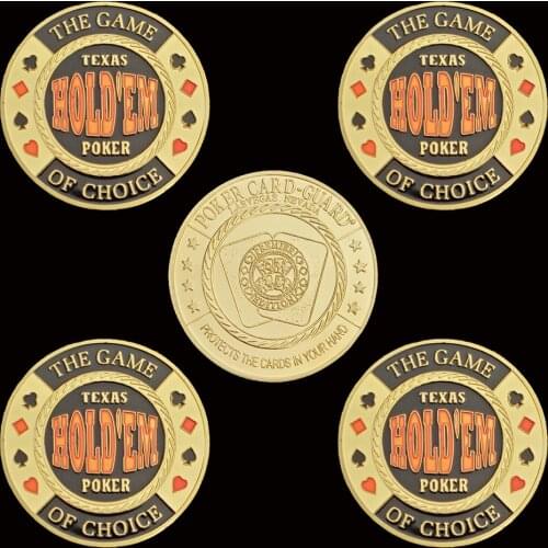 5PCS Texas Hold'em Chips Metal Press Models Poker Chip Guard Personalized Collection Token Coin