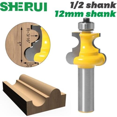 1pc 12mm 1/2" Shank Bead Molding Router Bit Flute & Beading Line Woodworking Tenon Milling Cutter for Wood Tools