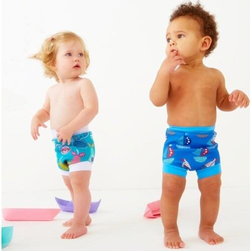 Leakproof Baby Swimwear Print Board Trunk Reusable Baby Swimsuit Swim Pool High Waist Diaper Baby Girl Boy Natatorium Swimsuit