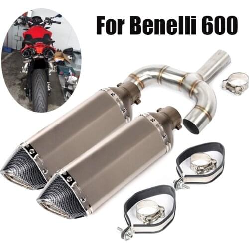 For Benelli 600 Exhaust System Muffler Pipe Silencer DB Killer Slip On Middle Link Tube Dual-outlet Connect Section Motorcycle