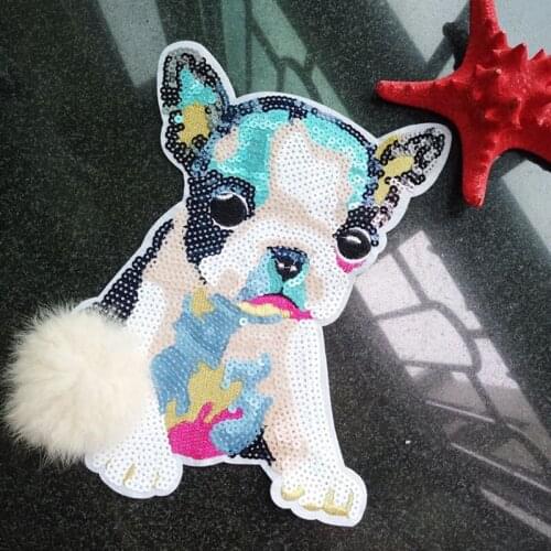 Hot sell Hairball Puppy Sequins Embroidery Apparel Accessories Jeans T-shirt DIY Patch dog sew on