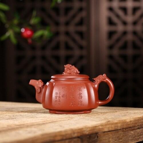 Fang are recommended four dragon statue of purple sand tea set undressed ore delivery dahongpao and jug teapot by hand