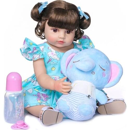 Bebe dolls 55CM reborn baby toddler girl very soft full body silicone doll bath toy best gift for children