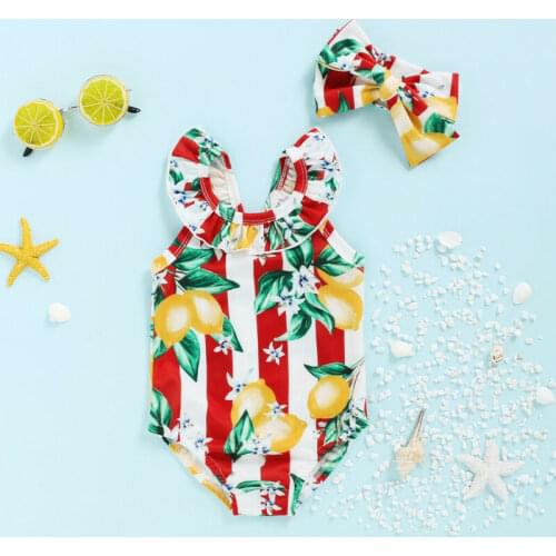 Toddler Baby Girl Swimwear Summer Floral Striped Swimwear Swimsuit Bikini Set Ruffle Bathing Suit Children Bikinis Beach Wear