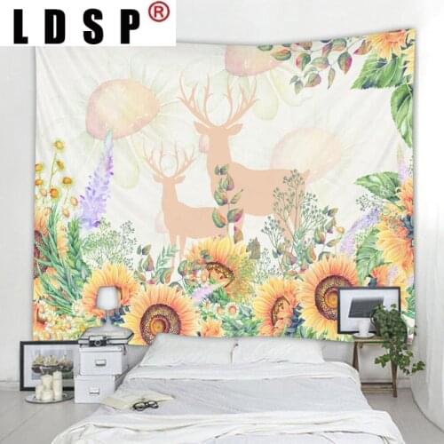 LDSP Wall Hanging Sunflower Elk Tapestry Wall Covering Rugs Mural Background Cloth Beach Towel Fabric Yoga Blanket Home Decor