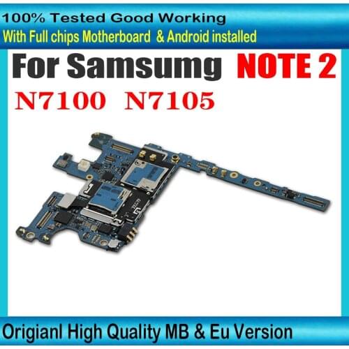 100% Original For Samsung Galaxy Note 2 N7100 N7105 Motherboard with Chips 16GB Europe Version Logic board Good Tested Working