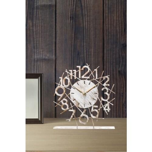 Metal White Tumbled Desk Top Clock 25x23cm