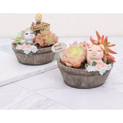 Cute Animal Meaty Flower Pot American Country Style Succulent Pots Resin Mini Flower Pot
