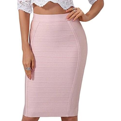 New Women Bandage Skirt Elastic Bodycon Pencil Knee Length Fashion Skirt