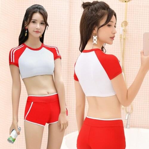 2021 New Fashion Ladies Swimsuit Fashion Sexy Small Chest Hot Spring Sports Leisure Split Small Chest Boxer Two-piece Suit